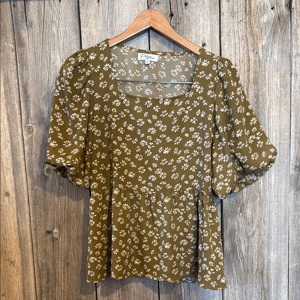Floral Olive Green Women's Top